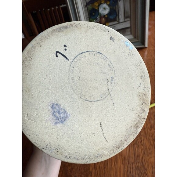 VTG Signed Stoneware 9.25" Pitcher Marshall Pottery Texas Bluebird Houses Sponge - Picture 7 of 10